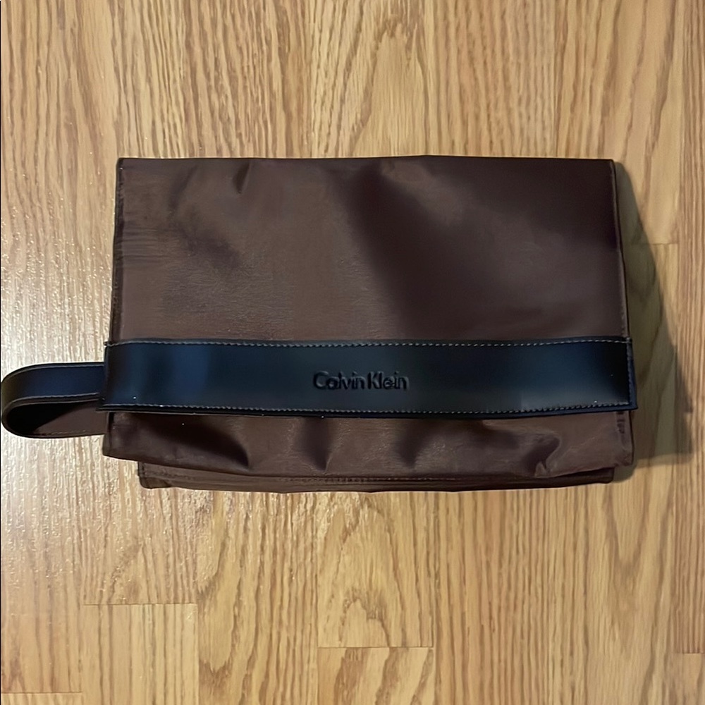 Calvin Klein Brown Toiletry Bag with Minimalist Design